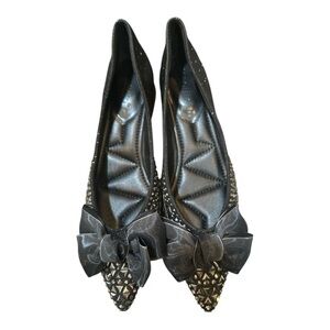 Elegant Black Studded Flats with Bow
